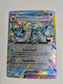 Pokemon Vaporeon ex - Prize Pack - Series One - Double Rare 023/131 - Image 1