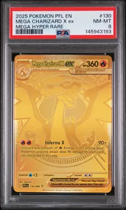 2025 POKEMON PFL EN-PHANTASMAL FLAMES MEGA HYPER RARE MEGA CHARIZARD X EX PSA 8 - Image 1