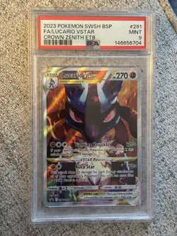 PSA 9 LUCARIO VSTAR SWSH291 BLACK STAR PROMO CROWN ZENITH ETB POKEMON - Image 1