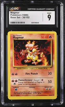 1999 Base Set Pokemon Magmar CGC 9 36/102 - Image 1