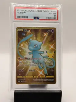 Pokemon Celebrations 2021 FA/MEW Gold Shiny PSA 10 Gem MT Card 025/025 - Image 1