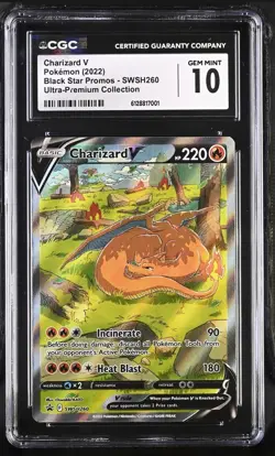 Pokemon Charizard V CGC 10 GEM MINT SWSH260 Ultra Premium Black Star Promo - Image 1
