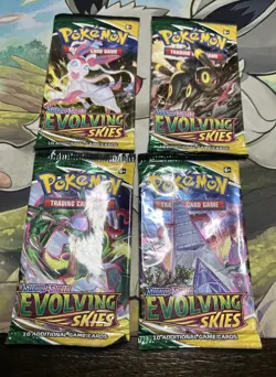 Evolving Skies Booster Pack Art Set (4) EMPTY - Pokemon 2021 Pokemon TCG Rare - Image 1