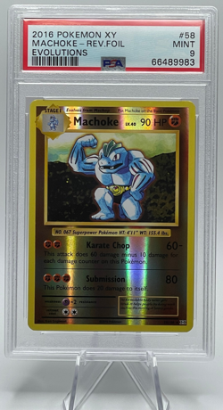 2016 POKEMON XY EVOLUTIONS #58 MACHOKE-REVERSE FOIL PSA 9 MINT - Image 1