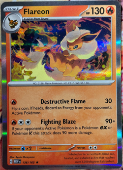 Flareon Holo Rare - 136/165 - Scarlet & Violet 151 Pokemon 2023 - Image 1