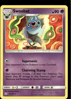 Pokemon Swoobat 88/236 Cosmic Eclipse Non Holo Rare 2 Card Lot - Image 1