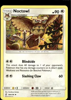 Pokemon Noctowl 166/236 Unified Minds Non Holo Uncommon 2 Card Lot - Image 1