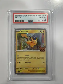 PSA 10 Pikachu Trick or Trade 2024 Cosmos Holo Card 018/091 - Image 1