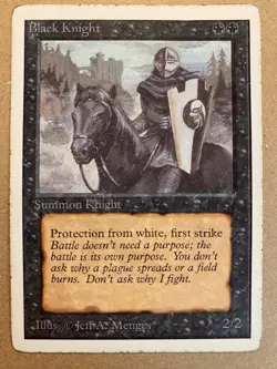 MTG 1x Black Knight Unlimited OLD SCHOOL Magic the Gathering Card x1 HP - Image 1
