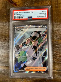 POKEMON 2025 Black Bolt Ultra Rare Trainer N'S PLAN #163 PSA 10 Gem Mint RARE - Image 1