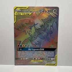 Moltres, Zapdos and Articuno GX Rainbow Full Art Pokemon Hidden Fates 69/68 TCG - Image 1