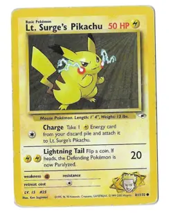 Pokemon TCG Lt. Surge's Pikachu Gym Heroes 81/132 Unlimited Common Card - Image 1
