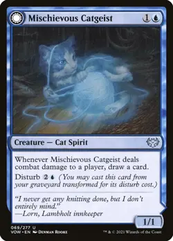 [MTG] Mischievous Catgeist // Catlike Curiosity (069) (VOW) LP-HP - Image 1