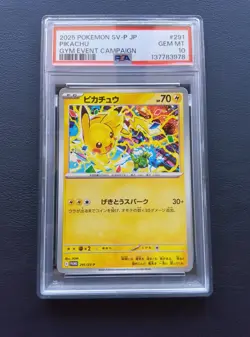 PSA 10 Pikachu 291/SV-P PROMO Gym Event Cmpaign Pokemon Card Japanese 2025 - Image 1