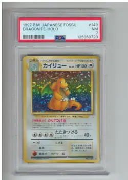 1997 P.M. Pokemon Japanese Fossil Dragonite Holo Card #149 PSA 7 NM - Image 1