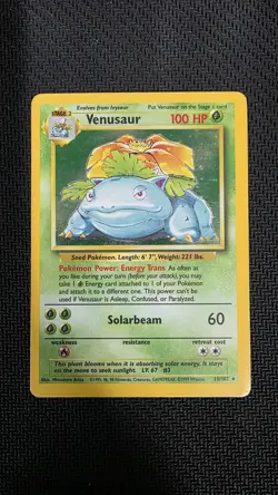 Pokemon TCG Venusaur Base Set Holo Unlimited Rare Card 15/102 - Image 1