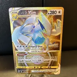 Pokemon TCG SWSH Silver Tempest Lugia VSTAR Card 211/195 Gold Secret Rare NM - Image 1