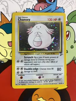 Pokemon TCG Chansey Base Set 2 - 3/130 Unlimited Holo Rare Vintage LP - Image 1