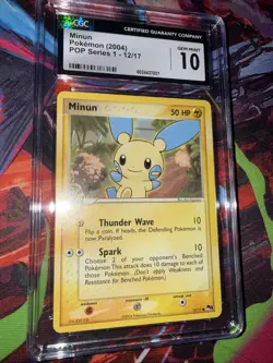 CGC 10 GEM MINT Minun POP Series 1 12/17 Non-Holo Graded Pokemon TCG - Image 3