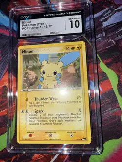CGC 10 GEM MINT Minun POP Series 1 12/17 Non-Holo Graded Pokemon TCG - Image 4