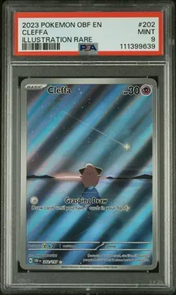 2023 POKEMON OBF EN-OBSIDIAN FLAMES ILLUSTRATION RARE #202 CLEFFA PSA 9 - Image 1