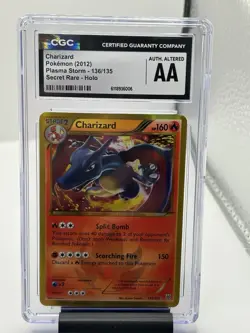 2012 Pokemon Charizard Gold Secret Rare Plasma Storm 136/135 CGC Authentic Altr. - Image 1