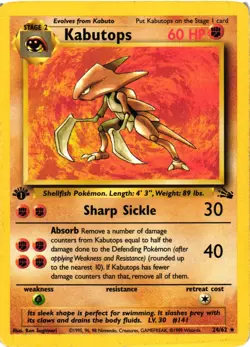 Pokemon TCG First Edition Kabutops 24/62 Fossil Set Rare HP - Image 1