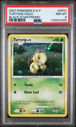 2007 POKEMON DIAMOND & PEARL BLACK STAR PROMO #DP01 TURTWIG-HOLO PSA 8 - Image 1