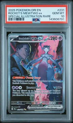 2025 POKEMON DRI EN-DESTINED RIVALS #231 TEAM ROCKET'S MEWTWO EX PSA 10 - Image 1