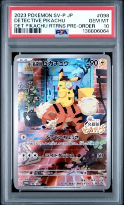 2023 POKEMON JPN SV-P PROMO #098 DETECTIVE PIKACHU PSA 10 - Image 1