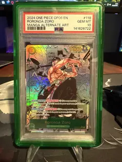 2024 One Piece OP06 ENG Manga Alternate Art #118 Roronoa Zoro PSA 10 GEM MINT - Image 1
