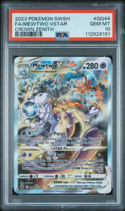 2023 POKEMON SWORD & SHIELD CROWN ZENITH #GG44 FULL ART/MEWTWO VSTAR PSA 10 - Image 1