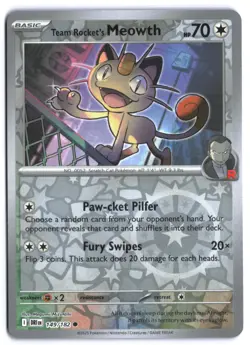 Team Rocket's Meowth 149/182 - SV10: Destined Rivals Reverse Holo NM Pokemon TCG - Image 1