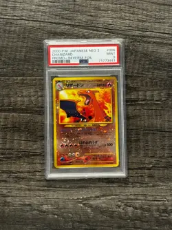 Pokemon PSA 9 Japanese Charizard Reverse Holo SWIRL Neo 2 Premium File Promo - Image 1