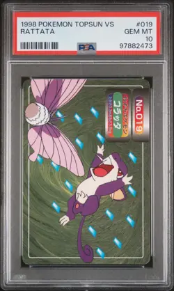 PSA 10 GEM MINT Rattata Vs. Venomoth Topsun Carddass Vending Pokemon 1998 POP 11 - Image 1