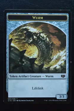 Magic The Gathering MTG GOAT // WURM (LIFELINK) TOKEN Commander 2014 MP Played - Image 1