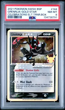 Greninja Gold Star SWSH144 Celebrations ETB Promo *PSA Grade 8* GRADED NM-MT - Image 1