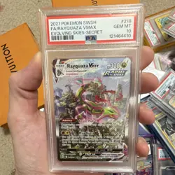 Pokemon Rayquaza VMAX Alternate Art Secret Rare Holo PSA 10 218/203 - Image 1