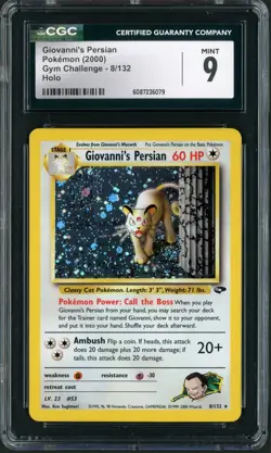 2000 Pokemon Gym Challenge Unlimited Giovanni's Persian Holo Rare #8 CGC Mint 9 - Image 1
