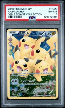 2016 POKEMON XY GENERATIONS RADIANT COLLECTION #RC29 FA/PIKACHU PSA 8 - Image 1