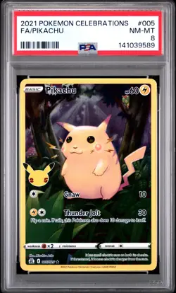 2021 POKEMON CELEBRATIONS #005 FULL ART/PIKACHU PSA 8 - Image 1