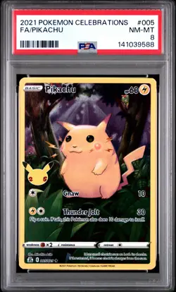 2021 POKEMON CELEBRATIONS #005 FULL ART/PIKACHU PSA 8 - Image 1