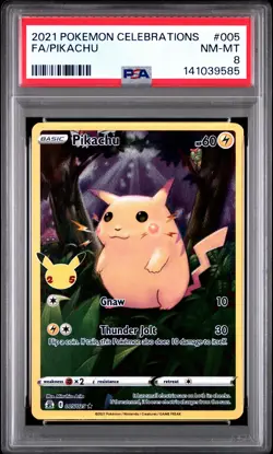 2021 POKEMON CELEBRATIONS #005 FULL ART/PIKACHU PSA 8 - Image 1