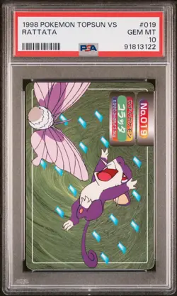 PSA 10 GEM MINT Rattata Vs. Venomoth Topsun Carddass Vending Pokemon 1998 POP 11 - Image 1