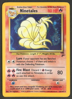 Pokemon TCG: Ninetales 13/130 Base Set 2 WoTC Holo Rare with Swirl LP - Image 1