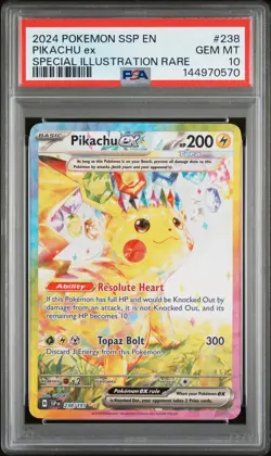 2024 POKEMON SSP EN-SURGING SPARKS SPECIAL ILLUSTRATION RARE PIKACHU EX PSA 10 - Image 1