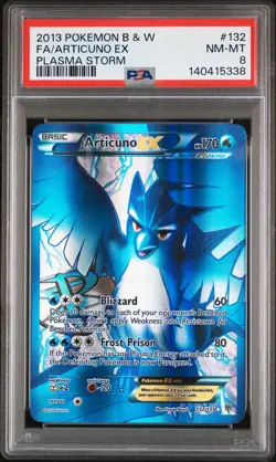 2013 POKEMON B&W PLASMA STORM #132 FULL ART/ARTICUNO EX PSA 8 - Image 1