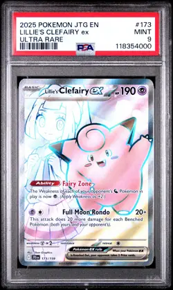 2025 POKEMON JTG EN-JOURNEY TOGETHER #173 LILLIE'S CLEFAIRY ex PSA 9 - Image 1