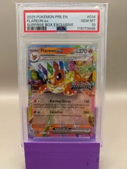 PSA 10 GEM Mint - Flareon Ex #014 Pokemon Prismatic Evolution Surprise Box Exclu - Image 1