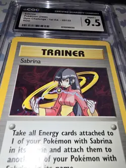 Sabrina 20/132 1st Ed. Pokemon Gym Challenge HoloRare CGC Mint+ 9.5 WOTC Vintage - Image 4
